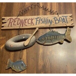 Rustic Fish Mancave Sign Bait Tackle - Redneck Fishing Boat - Cabin Father Dad